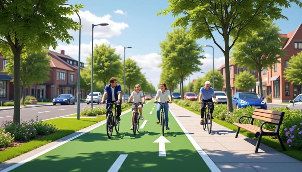 découvrez comment la commune favorise la mobilité douce en aménageant des pistes cyclables sécurisées et accessibles pour tous les usagers.